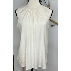 Barneys New York Women 100% Silk Singlet  Ivory‎ Sleeveless Tank Top Sz S  Italy